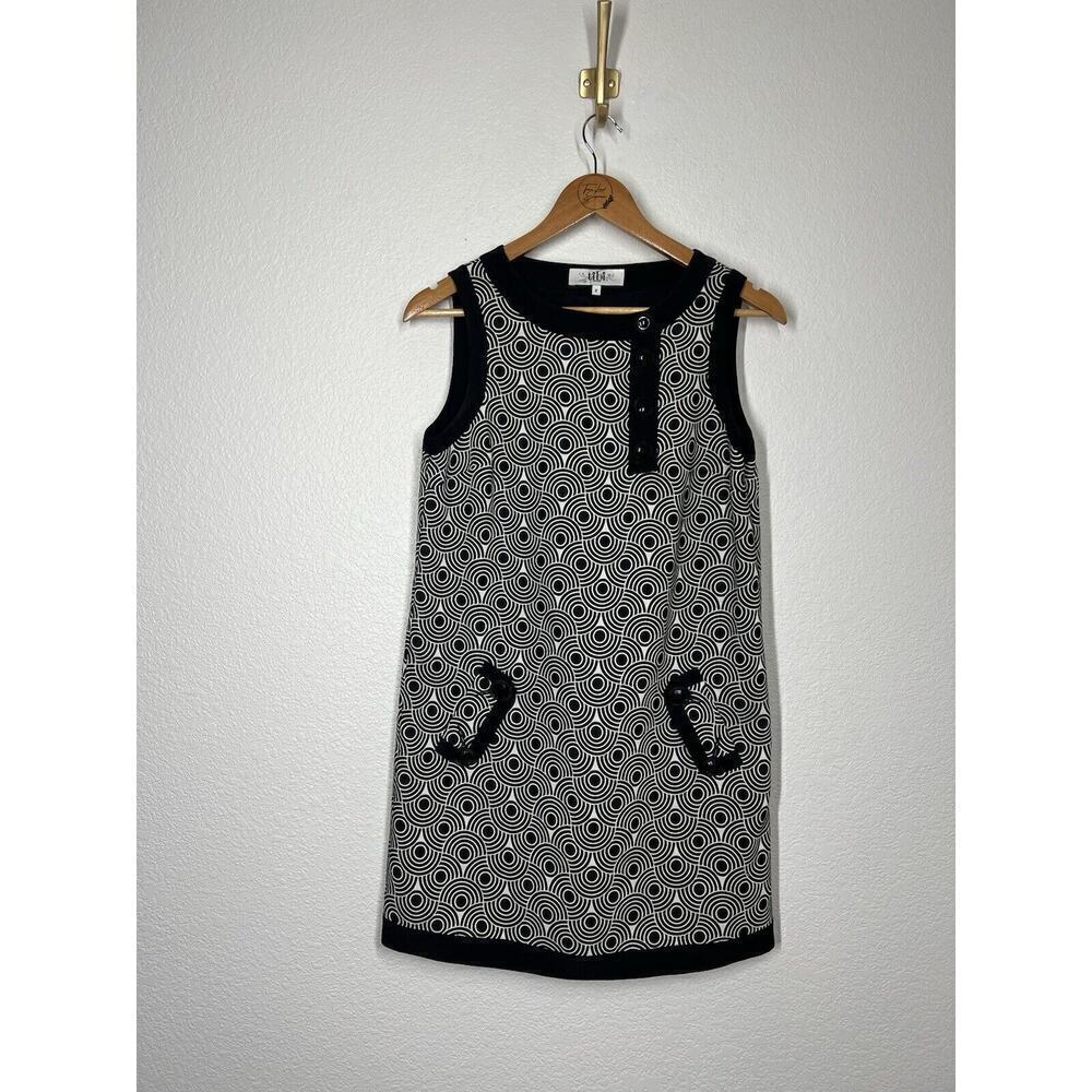 Tibi Mod Go go Mini Dress Size 2 Black White Geometric Swirl